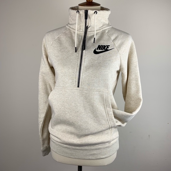 Nike Tops - COZY Nike Half-zip Sweatshirt Oatmeal & Black XS